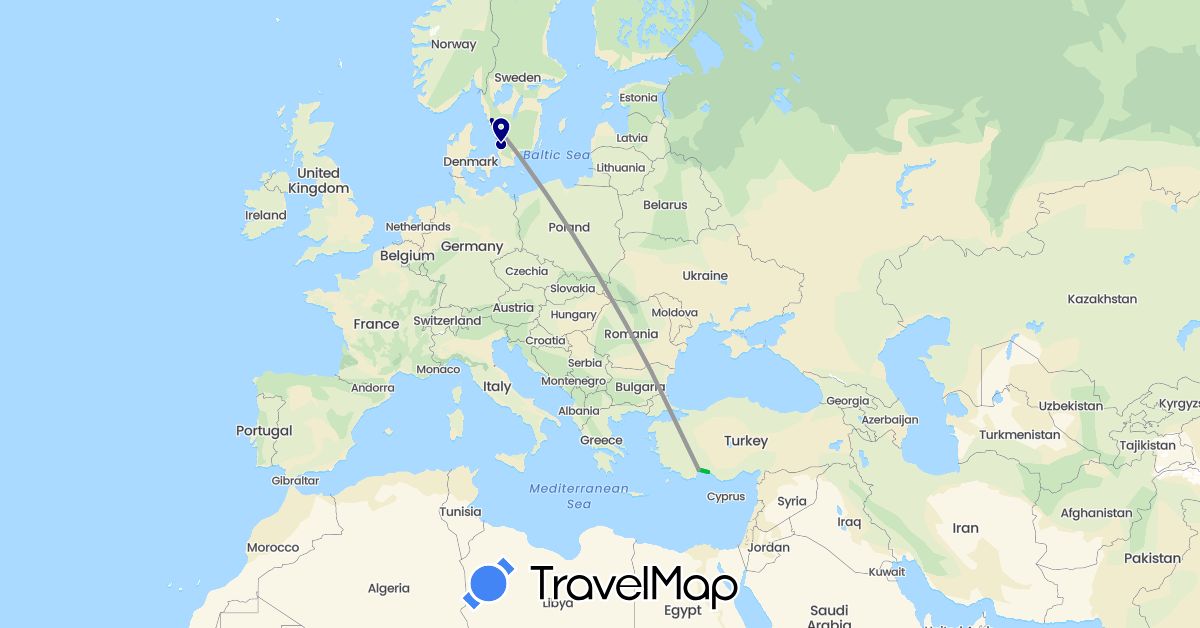 TravelMap itinerary: driving, bus, plane in Sweden, Turkey (Asia, Europe)
